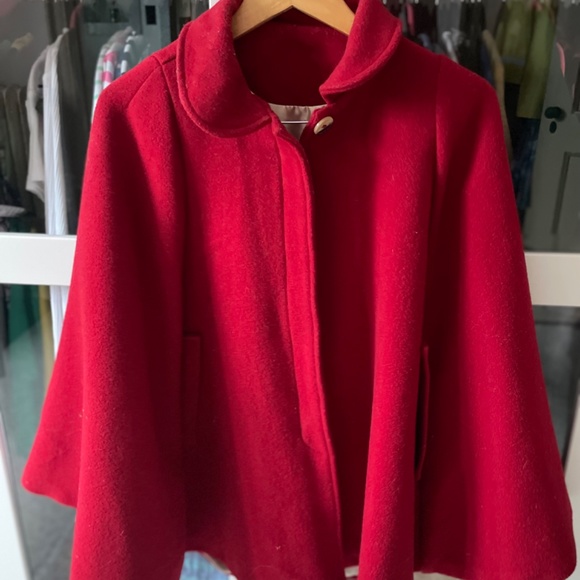 American Apparel Red Wool Cape - Picture 2 of 6